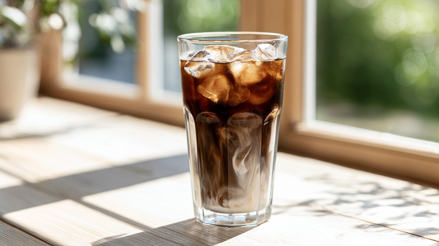 氷の入ったグラスに注がれた自家製アイスコーヒー