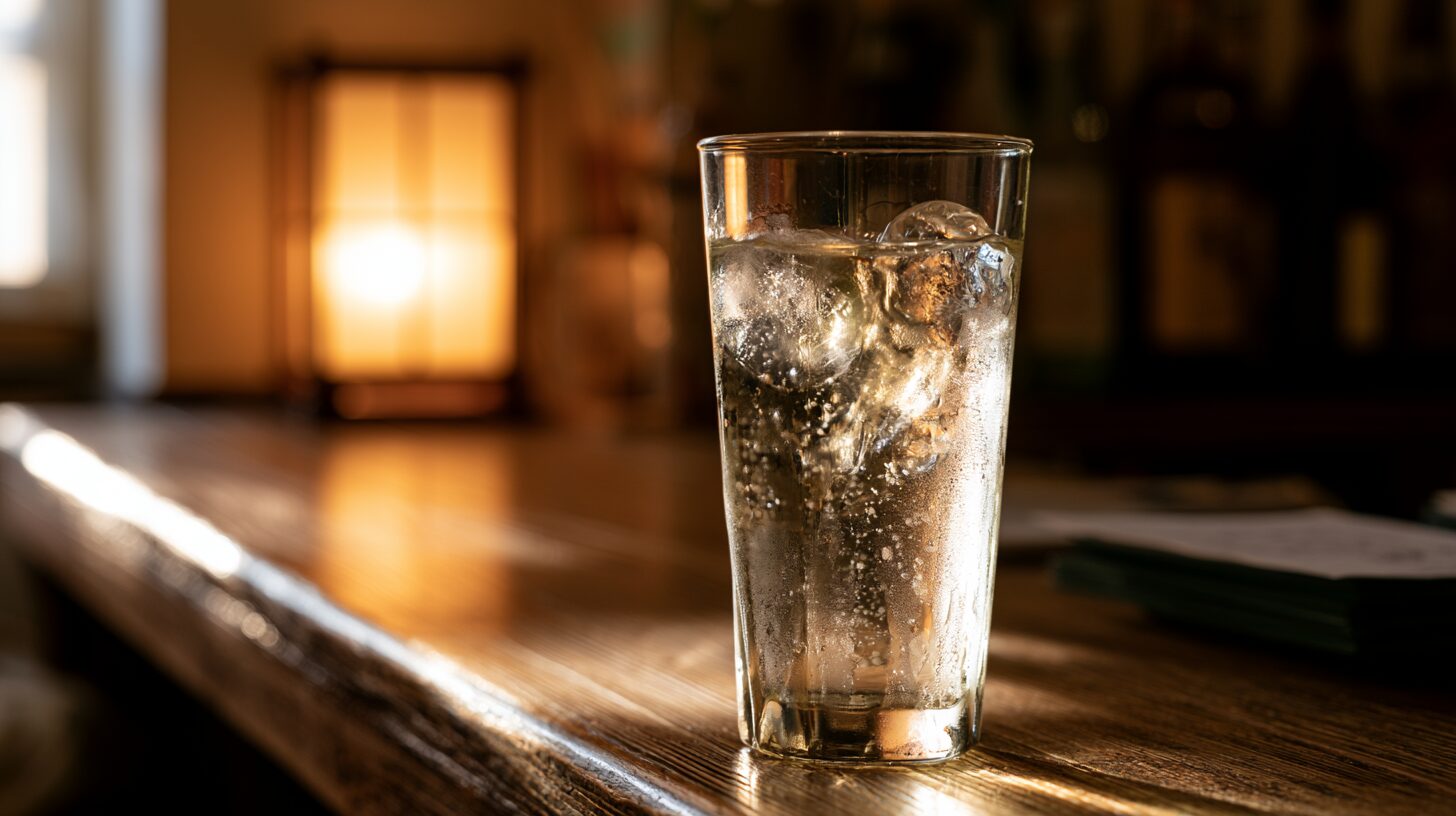 居酒屋のカウンターに置かれたジャパニーズウイスキーのハイボール